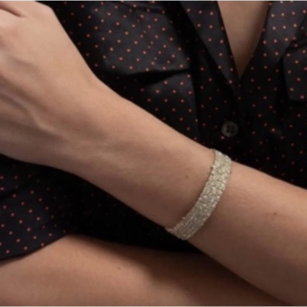 ALEXIS BITTAR Silver Pavé Crystal Lace Thorny Cuff Small Cuff Bracelet